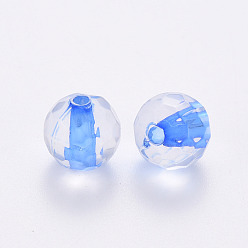 Bleu Royal Perles acryliques transparentes, ronde, facette, bleu royal, 6x5.5mm, Trou: 1.4mm, environ4160 pcs / 500 g