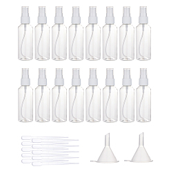 Clear 80ml Transparent PET Plastic Perfume Spray Bottle Sets, with PP Plastic Funnel Hopper and PE Plastic Dropper, Round Shoulder, Clear, 128.5x36.5mm, Capacity: 80ml, 32pcs/set