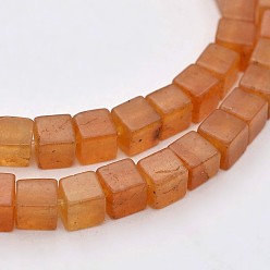 Red Aventurine Cube Natural Red Aventurine Beads Strands, Dyed, 4x4x4mm, Hole: 1mm, about 94pcs/strand, 15.7 inch