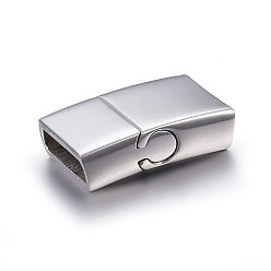 Stainless Steel Color 304 Stainless Steel Magnetic Clasps with Glue-in Ends, Curved Rectangle, Stainless Steel Color, 20x12x5mm, Hole: 3x10mm
