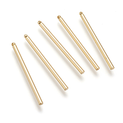 Real 18K Gold Plated Brass Pendants, Column/Bar, Real 18K Gold Plated, 35x2mm, Hole: 1mm