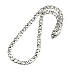 Stainless Steel Color Fashionable 304 Stainless Steel Curb Chain/Twisted Chain Necklaces, with Lobster Claw Clasps, Stainless Steel Color, 21 inch~22 inch(53.3~55.9cm), 9mm