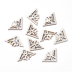 Antique White Wood Cabochons, Laser Cut Wood Shapes, Triangle, Antique White, 24x38x2.5mm