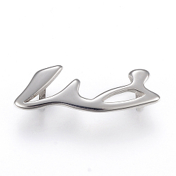 Stainless Steel Color 304 Stainless Steel Slide Charms, Stainless Steel Color, 31.5x10.5x6mm, Hole: 3.5x6.5mm