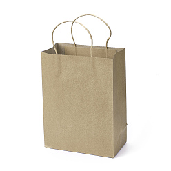 BurlyWood Pure Color Paper Bags, Gift Bags, Shopping Bags, with Handles, Rectangle, BurlyWood, 28x21x11cm