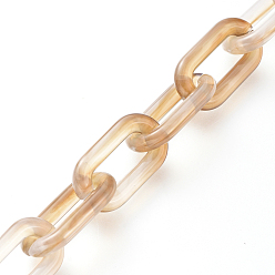 Blé Chaînes de câble en acrylique à la main, pierre d'imitation, ovale, pour la fabrication de bijoux, blé, lien: 20.5x10.5x3 mm, environ 39.37 pouces (1 m)/brin