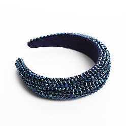 Blue Rhinestone Crystal Hair Bands, Wide Plastic Hair Bands, Hair Accessories for Women, Blue, 170x155x45mm