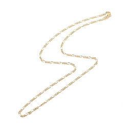 Real 18K Gold Plated Brass Figaro Chains Necklace for Women, Cadmium Free & Lead Free, Real 18K Gold Plated, 17.52 inch(44.5cm)
