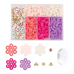 Mixed Color DIY Jewelry Making Kits, Including CCB Plastic & Acrylic & Handmade Polymer Clay Beads, Elastic Crystal Thread, Mixed Color, Beads: 1120pcs/set