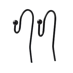 Noir Placage ionique (ip) 316 crochets de boucle d'oreille en acier inoxydable, fil d'oreille, noir, 21x12x2mm, Jauge 20, pin: 0.8 mm