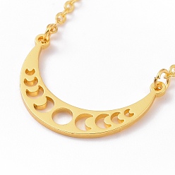 Golden Alloy Moon Phase Pendant Necklace for Women, Golden, 19.49 inch(49.5cm)