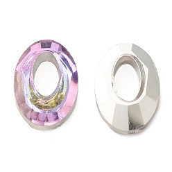 Сливовый Соединительные кольца для гальванического стекла, кристаллическое космическое кольцо, призматическое кольцо, граненые, с покрытием на задной стороне, овальные, слива, 20x13x4 мм, внутренний диаметр: 9.5x5 мм