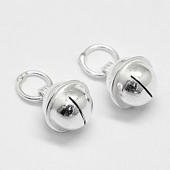 Silver 925 Sterling Silver Bell Charms, with Brass, Silver, 8x7mm, Hole: 3.5mm