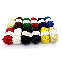 Couleur Mélangete 12 écheveaux de fil à tricoter en polyester, fil artisanal pour enfants, châle écharpe poupée crochet fournitures, couleur mixte, 2mm, environ 21.87 yards (20m)/écheveau