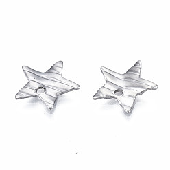 Stainless Steel Color 304 Stainless Steel Charms, Twist Star, Stainless Steel Color, 12x12x1mm, Hole: 1.4mm