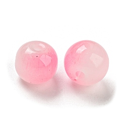 Pink Perles de verre de peinture par pulvérisation bicolore, imitation verre de jade, ronde, rose, 10mm, Trou: 1.8mm, 200 pcs /sachet 