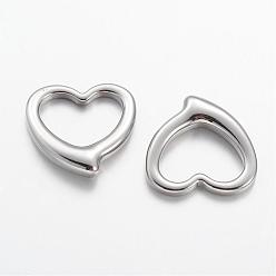 Stainless Steel Color 201 Stainless Steel Open Heart Pendants, Hollow, Stainless Steel Color, 24x24x5mm, Hole: 11.5x18mm