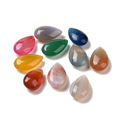 Mixed Color Natural Agate Pendants, Dyed & Heated, Teardrop Charms, Mixed Color, 25x16x9mm, Hole: 1mm