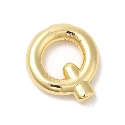 Letter Q Eco-Friendly Rack Plating Brass Pendants, Long-Lasting Plated, Lead Free & Cadmium Free, Real 18K Gold Plated, Letter Charm, Letter Q, 21~23x13~26x4.5~5.5mm, Hole: 2.5~3.5x1.5~2mm