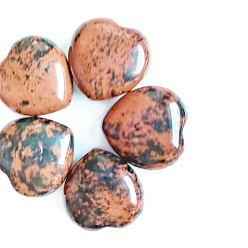 Obsidienne Acajou Pierres de guérison en obsidienne d'acajou naturel, coeur amour pierres, pierres de poche pour l'équilibrage du reiki, 30x30x15mm