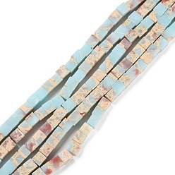 Imperial Jasper Synthetic Imperial Jasper Beads Strands, Square, 6.5~7.5x6.5~7.5x6.5~7.5mm, Hole: 1.2mm, about 59pcs/strand, 15.16''(38.5cm)