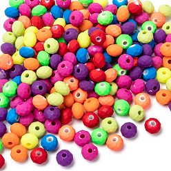 Couleur Mélangete Perles acryliques fluorescents, caoutchouté, rondelle, couleur mixte, 8x6mm, trou: 2 mm, environ 2400 pcs / 500 g
