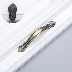 Antique Bronze Retro Alloy Drawer Pull Bow Handles, Cabinet Pulls Handles for Drawer, Doorknob Accessories, Antique Bronze, 110x12.5x19mm, Hole Center: 64mm