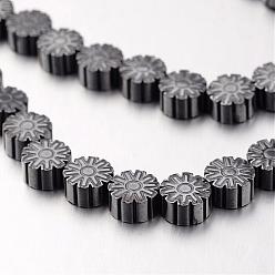 Original Color Non-magnetic Synthetic Hematite Bead Strands, Snowflake, Original Color, 6x3mm, Hole: 1mm, about 62pcs/strand, 15.7 inch