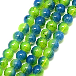 Green Yellow Baking Painted Glass Beads Strands, Imitation Opalite, Round, Green Yellow, 8mm, Hole: 1.3~1.6mm, about 100pcs/strand, 31.4 inch