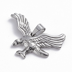 Stainless Steel Color 201 Stainless Steel Pendants, Eagle, Stainless Steel Color, 23x35.5x3.5mm, Hole: 4.5x6.5mm