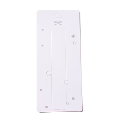 Blanco Tarjetas de exhibición de clip de pelo de papel, rectángulo con patrón de corazón y lazo, blanco, 17.5x7.5x0.03 cm, agujero: 17x9 mm