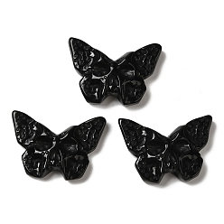 Obsidian Natural Obsidian Pendants, Butterfly Charms with Engraved Skull, 25.5~26x37x7~9mm, Hole: 1.5~1.6mm