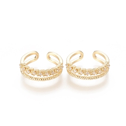 Золотой Латунные кольца из манжеты с прозрачным цирконием, открытые кольца, долговечный, золотые, Размер 6, внутренний диаметр: 16 мм
