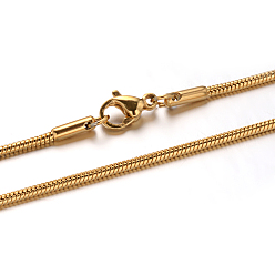 Golden 304 Stainless Steel Snake Chain Necklaces, with Lobster Claw Clasps, Golden, 19.6 inch(50cm), 1.5mm