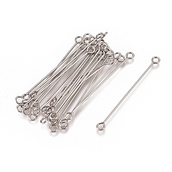 Stainless Steel Color 304 Stainless Steel Eye Pins, Double Sided Eye Pins, Stainless Steel Color, 36x3x0.6mm, Hole: 1.6mm