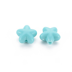 Turquoise Opaque Acrylic Beads, Star, Turquoise, 10x10.5x6mm, Hole: 1.6mm, about 1690pcs/500g