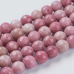 Rodonita Perlas naturales rhodonite hebras, teñido, facetados, rondo, rosa, 6 mm, agujero: 1 mm, sobre 63 unidades / cadena, 15.55 pulgada