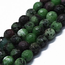 Ruby in Zoisite Natural Ruby in Zoisite Beads Strands, Faceted, Round, 5.5mm, Hole: 0.7mm, about 72pcs/strand, 15.75 inch(40cm)