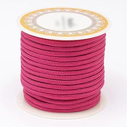Camellia Braided Polyester Cords, Round, Camellia, 3mm, about 8.74 yards(8m)/roll