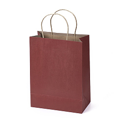 Red Pure Color Paper Bags, Gift Bags, Shopping Bags, with Handles, Rectangle, Red, 28x21x11cm