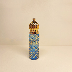 Bleu Acier Bouteilles à billes en verre de style arabe, bouteille rechargeable d'huile essentielle, pour les soins personnels, bleu acier, 2x7.9 cm, capacité: 6 ml (0.20 fl. oz)