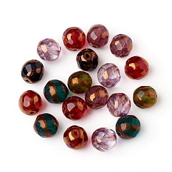 Mixed Color Electroplated Czech Glass Beads, Retro Style, Faceted, Round, Mixed Color, 9.5x10mm, Hole: 1.2mm, about 120pcs/bag
