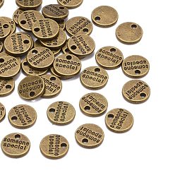 Antique Bronze Tibetan Style Alloy Flat Round Carved Word Someone Special Charms, Cadmium Free & Nickel Free & Lead Free, Antique Bronze, 10x1.5mm, Hole: 1.5mm, about 1350pcs/1000g