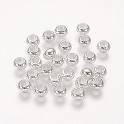 Silver Brass Spacer Beads, Rondelle, Silver Color Plated, Size: about 6mm in diameter, 4mm thick, hole: 3mm