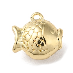 Fish Brass Pendant, Marine Animal Charm, Golden, Fish, 9.5x10x5.5mm, Hole: 0.9mm