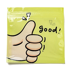 Yellow Square Plastic Packaging Zip Lock Bags, with Cartoon Hand Pattern, Top Self Seal Pouches, Yellow, 13.3x13.5x0.15cm, Unilateral Thickness: 2.5 Mil(0.065mm)
