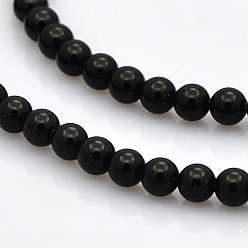 Black Onyx Round Natural Black Onyx Beads Strands, Dyed & Heated, 6mm, Hole: 1mm, about 61pcs/strand, 15.7 inch