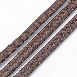 Седло Коричневый Кожаные плетеные шнуры, с шнурами из искусственной кожи внутри, седло коричневый, 11~12x6 мм, около 10.93 ярдов (10 м) / рулон