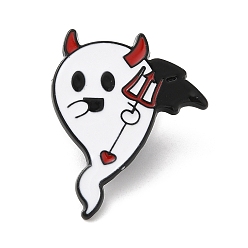 Ghost Halloween Theme Alloy Enamel Brooch, Pin for Backpack Clothes, Ghost, 30.5x25x1.5mm