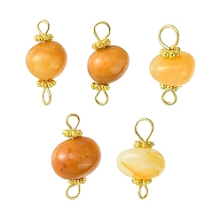 Topaz Jade Natural Topaz Jade Connector Charms, Nuggets Links with Golden Plated Alloy Daisy Spacer Beads, 17.5~19x8.5~12x7.5~10mm, Hole: 1.6~3.5mm
